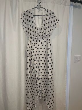 LK Bennett White Midi Dress with Black Polka Dots